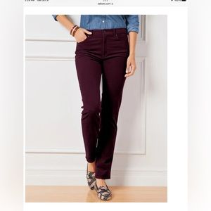 Talbots High-Rise Straight-Leg Corduroy Pants Rich Burgundy Size 2